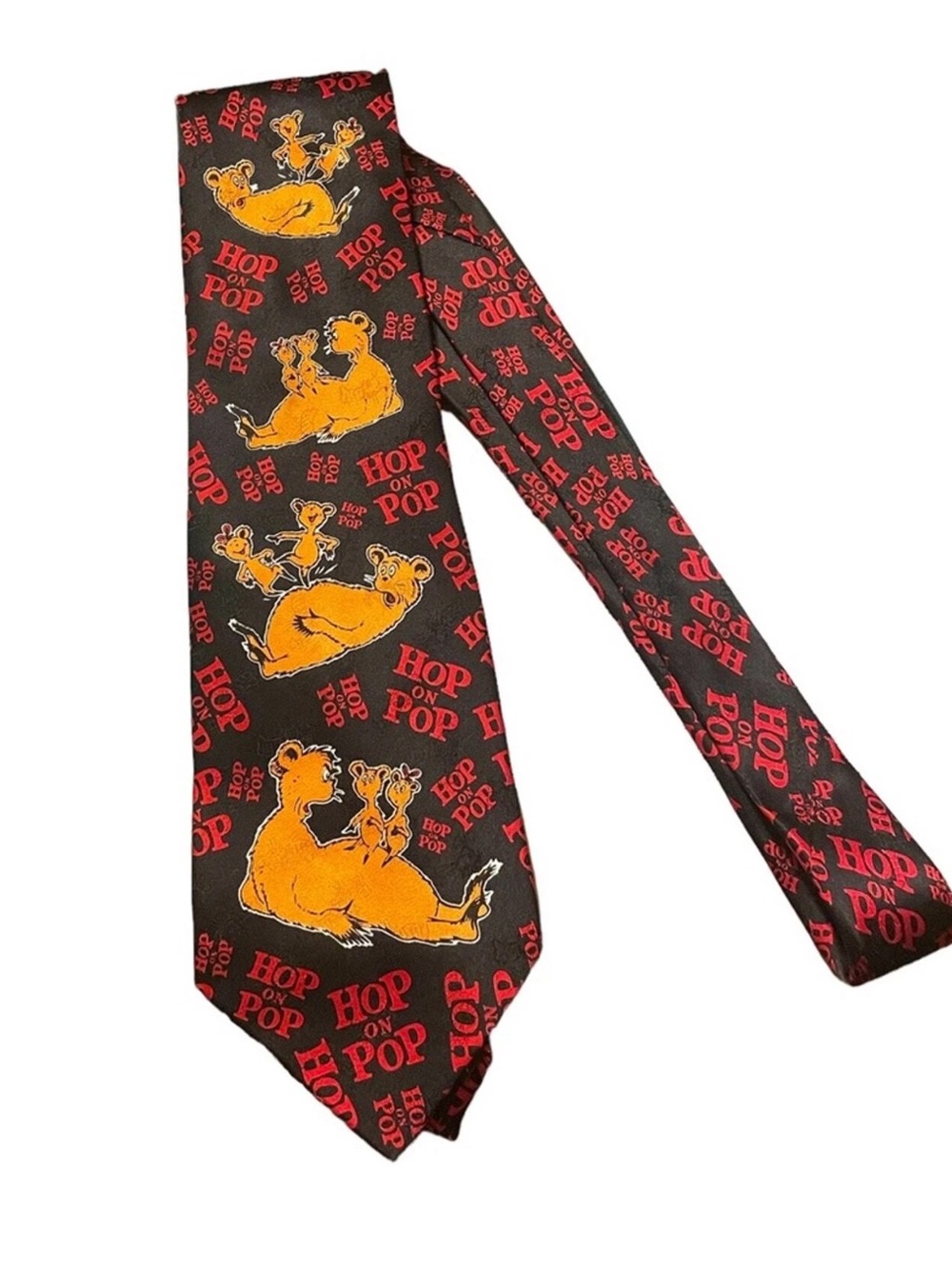 Vintage 1994 Dr. Seuss Hop on Pop 100% Silk Novelty Necktie Black Red Teacher